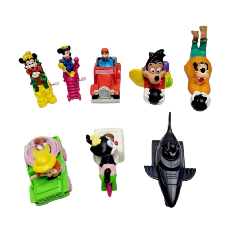 Lot Of 8 Vintage 90s Burger King & McDonalds Kids Working  Wind Up Pullback Toys